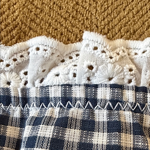 Anthropologie Eyelet Trim Gingham Bralette Navy White SIZE LARGE NEW - Picture 7 of 7